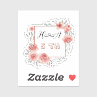 Pegatina Spring Floral Anniversary | Elegant Modern Wedding