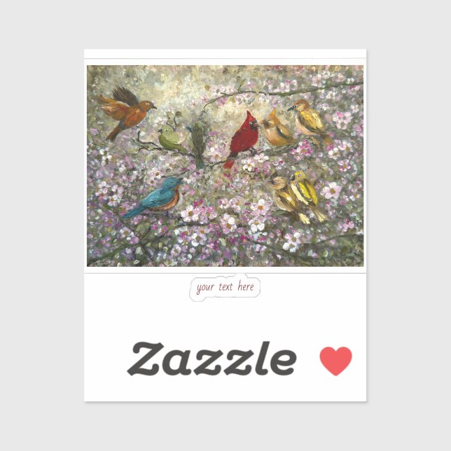 Pegatina Spring Meet: Colorful Songbirds Bird Lovers Gifts (Hoja)