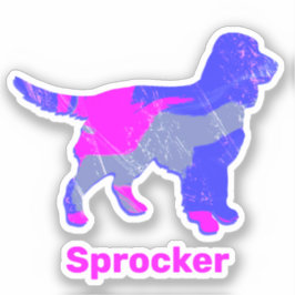 Pegatina Sprocker Spanig Dog Silhouette Crazy Hot Pink Sti