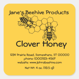 Pegatina (sq) - Honey Business (abeja en el peine)