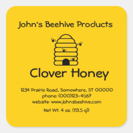 Pegatina (sq)- Skep con abejas