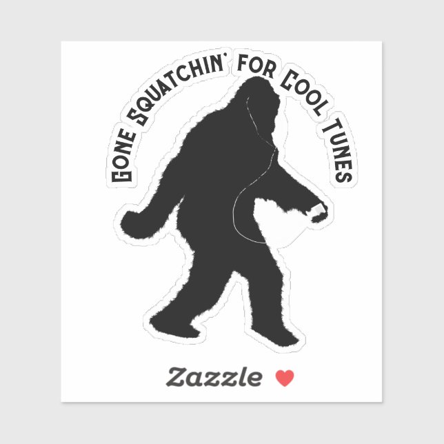 Pegatina Squatchin 'De pie' Con Cables De Oídos (Hoja)