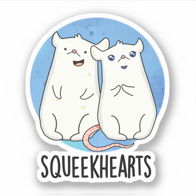 Pegatina Squeekcorazones Funny Mouse Pun (Anverso)
