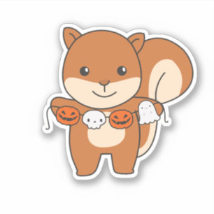Pegatina Squirrel Feliz disfraz de calabaza de Halloween