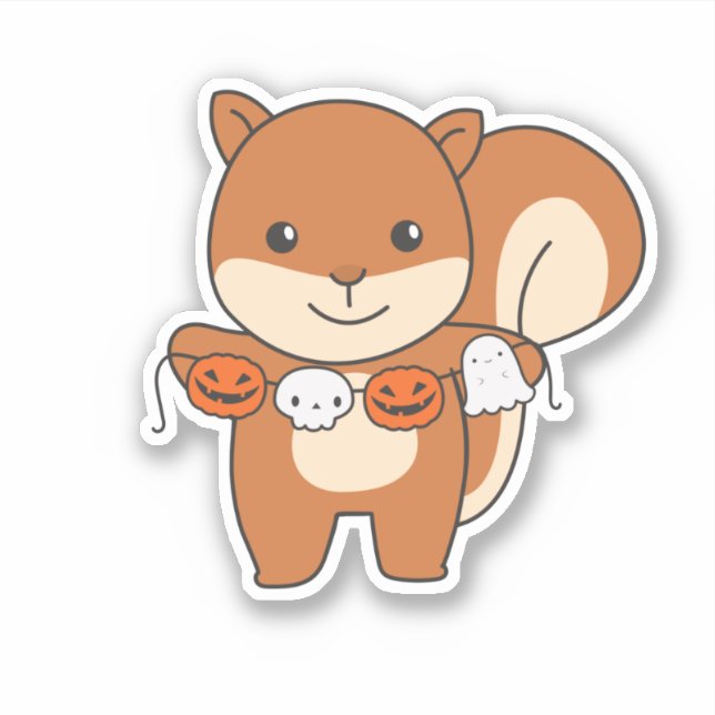 Pegatina Squirrel Feliz disfraz de calabaza de Halloween (Anverso)