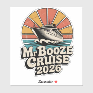 Pegatina Sr Crucero de Borrachera 2026 Retro Vintage Pareja