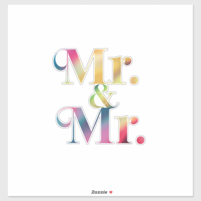 Pegatina Sr. y Sr. Fiesta de Soltero Gay Matrimonio Gay (Hoja)