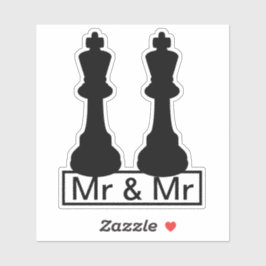 Pegatina Sr. Y Sr. King Chess Pieces Boda Gay