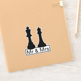 Pegatina Sr. Y Sra. King Y Queen Chess Pieces Boda