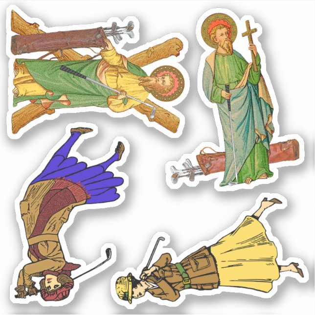 Pegatina SS. Andrew & Jude y 2 mujeres campeonas de la cose (Anverso)