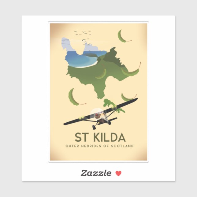 Pegatina St Kilda, Hébridas Exteriores Escocia (Hoja)
