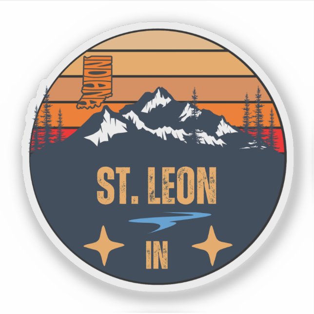 Pegatina St. Leon, Indiana (Anverso)