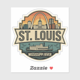 Pegatina St. Louis Skyline Vintage Travel Badge