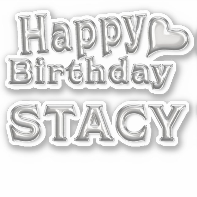 Pegatina Stacy Happy Birthday silver Aufkleber Sticker (Anverso)