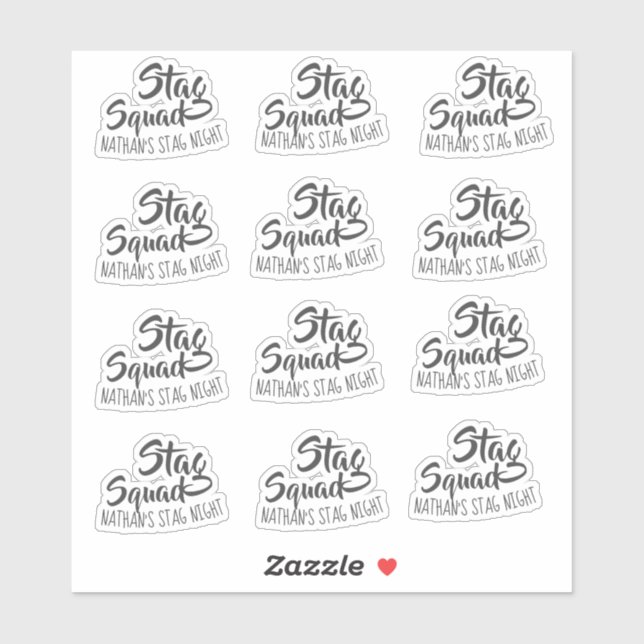 Pegatina Stag Squad Personalizado Stag Night (Hoja)
