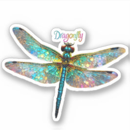 Pegatina Stained Glass Colorful Dragonfly