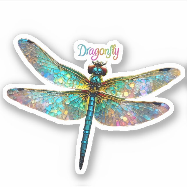 Pegatina Stained Glass Colorful Dragonfly (Anverso)