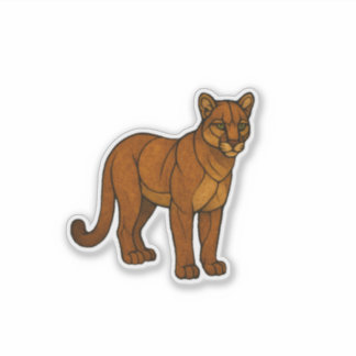 Pegatina Stained Glass Mountain Lion Sticker