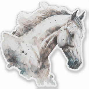 Pegatina Stallion blanco   Diseño de acuarela   Applir