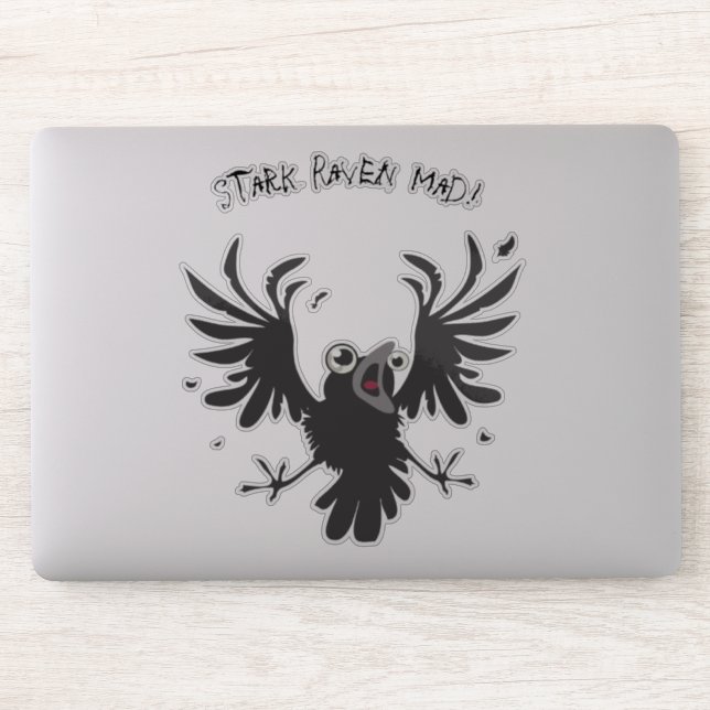 Pegatina Stark Raven Mad Crazy Old Birb Raven (Ordenador)