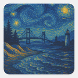 Pegatina Starry Night Bridge