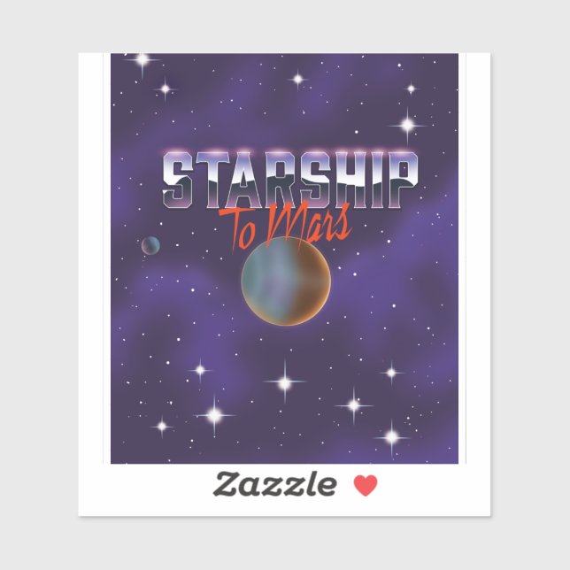 Pegatina Starship to Mars (Hoja)