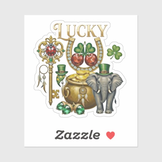 Pegatina Start your day with lucky vibes  (Hoja)