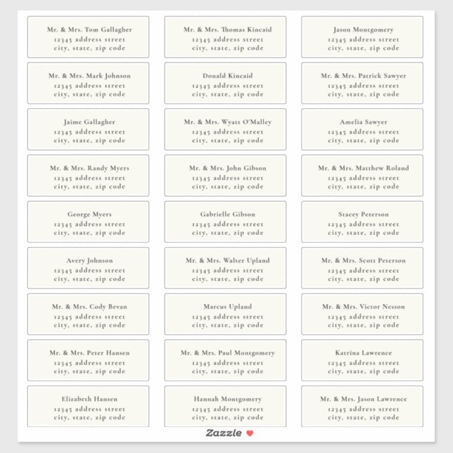 Pegatina STATELY Black / Ecru Guest Address Labels (Hoja)