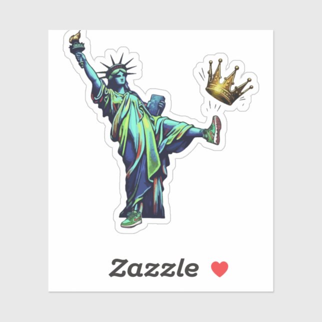 Pegatina Statue of Liberty Kicking Crown Stencil Art | Vint (Hoja)