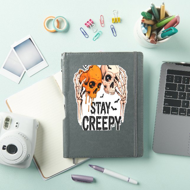 Pegatina Stay Creepy PNG, Halloween con cráneo retro (Funda para iPad)
