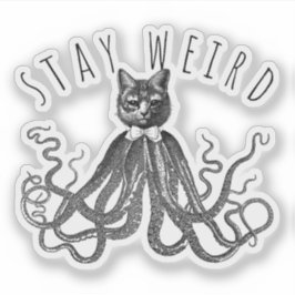 Pegatina Stay Weird Catopus Cat and Octopus Mashup