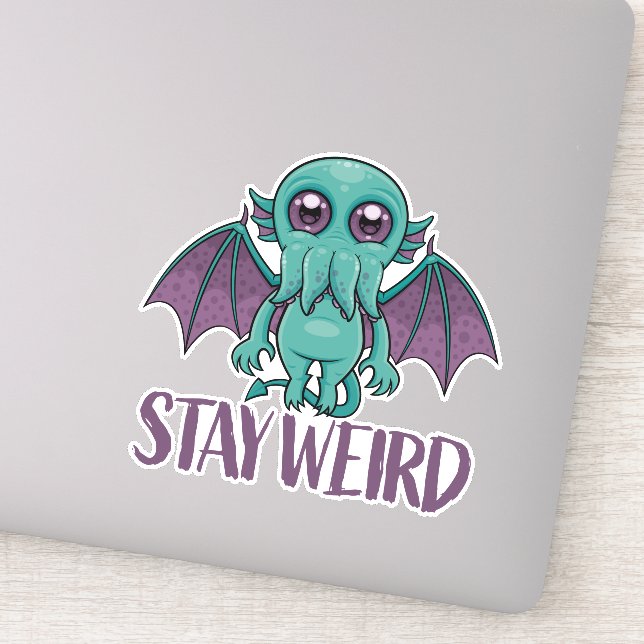 Pegatina Stay Weird Cute Cthulhu Monster (Detalle)
