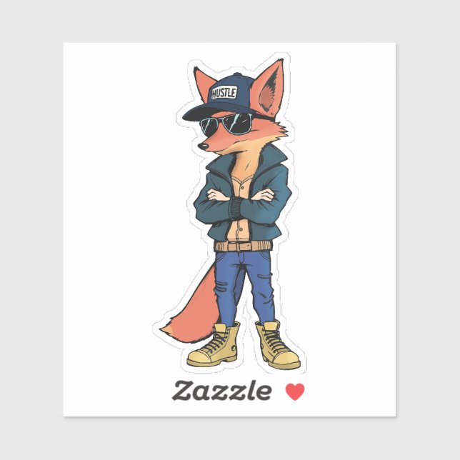 Pegatina Stay Wild - Fox de moda (Hoja)