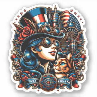 Pegatina Steampunk, 4 de julio