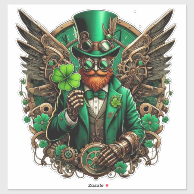 Pegatina Steampunk del Día de San Patricio (Hoja)