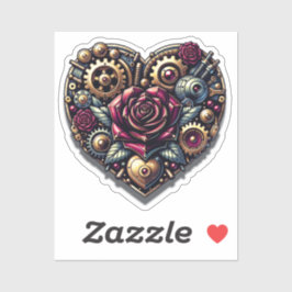Pegatina Steampunk Heart y Rosas