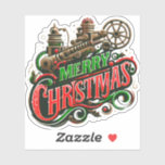 Pegatina Steampunk Merry Christmas<br><div class="desc">mágico</div>