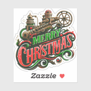 Pegatina Steampunk Merry Christmas