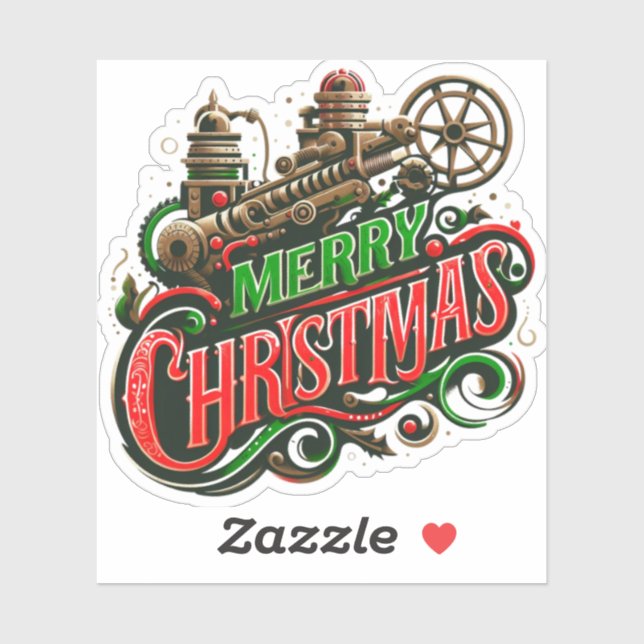Pegatina Steampunk Merry Christmas (Hoja)