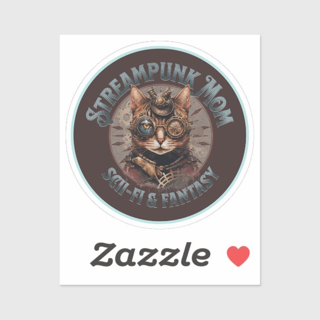 Pegatina Steampunk Mom Cat (Hoja)
