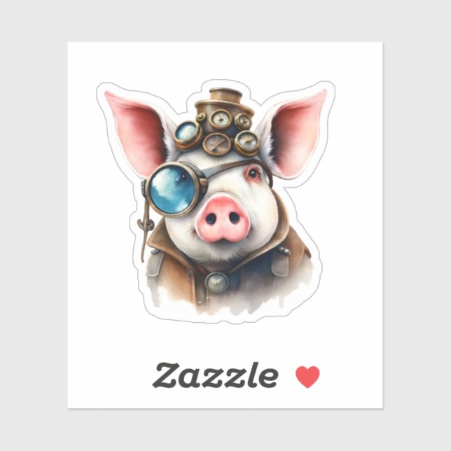 Pegatina Steampunk Pig (Hoja)