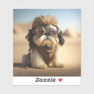 Pegatina Steampunk Shih Tzu con gafas
