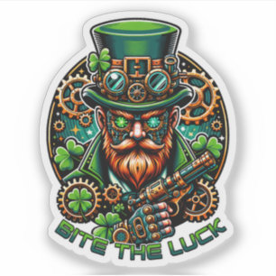 Pegatina Steampunk St. Patrick's Day Leprechaun