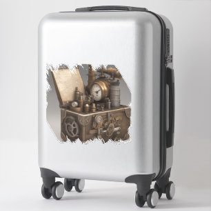 Pegatina Steampunk Time Machine - Vintage Treasure Chest