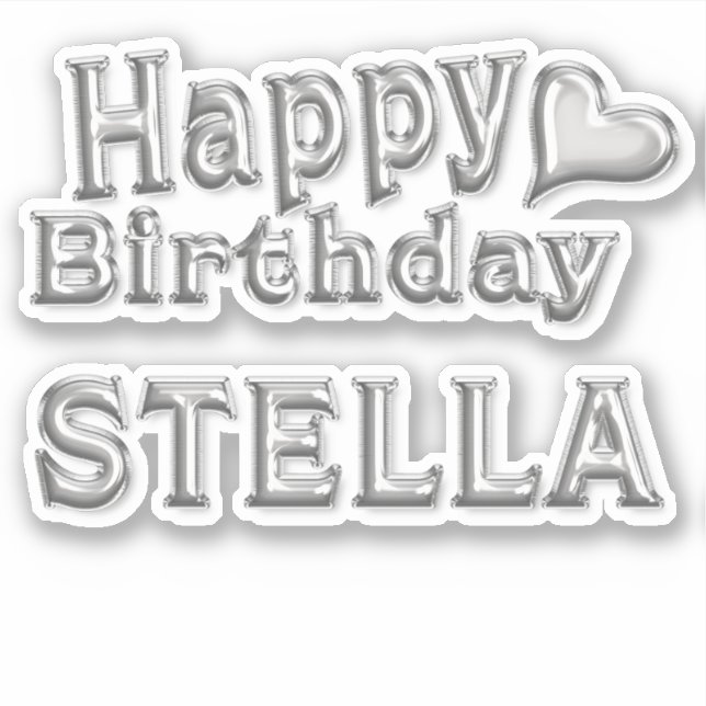 Pegatina Stella Happy Birthday silver Aufkleber Sticker (Anverso)
