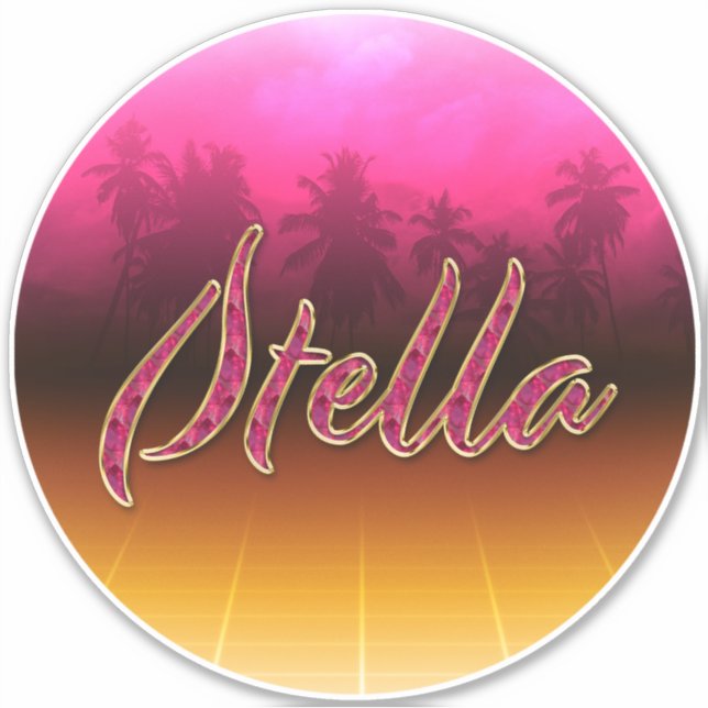Pegatina Stella Vorname Name golden pink Aufkleber Sticker (Anverso)