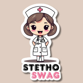 Pegatina Stetho Swag Kawaii Style Enfermera impermeable