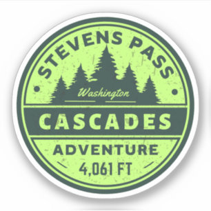 Pegatina Stevens Pass, cordillera de las Cascadas sendero d