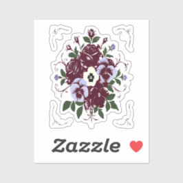 Pegatina Sticker Botanique – Bouquet de Roses Violettes