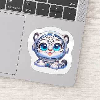 Pegatina Sticker Cute Kawaii Astronaut Snow Leopard  
